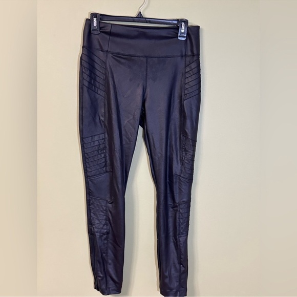 Athleta Delancey Gleam Moto Tight Leggings Black Size Medium Activewear - Picture 2 of 12